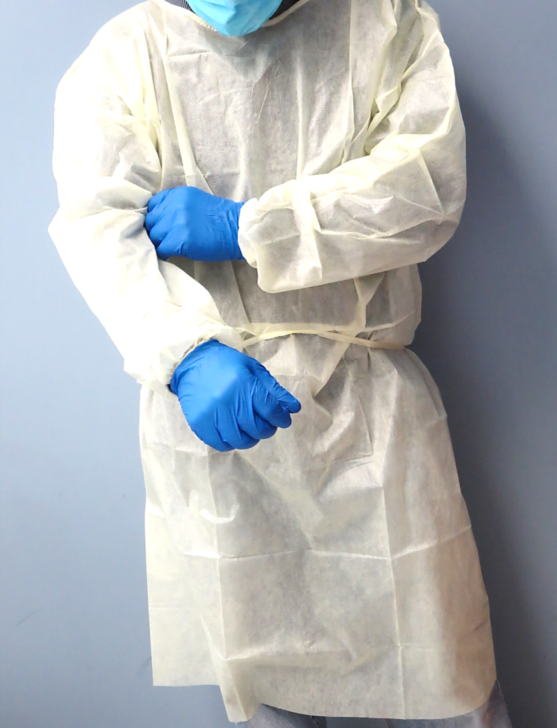 Disposable Fluid-Resistant Polypropylene Isolation Gowns in Yellow with Elastic Cuffs